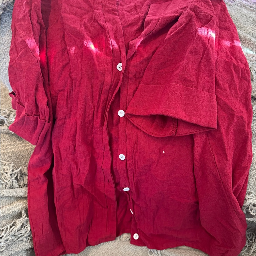 Red Button-Up Shirt